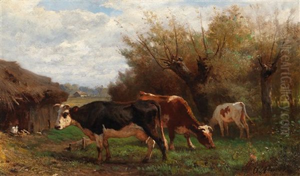 Cows Grazing by Otto von Thoren