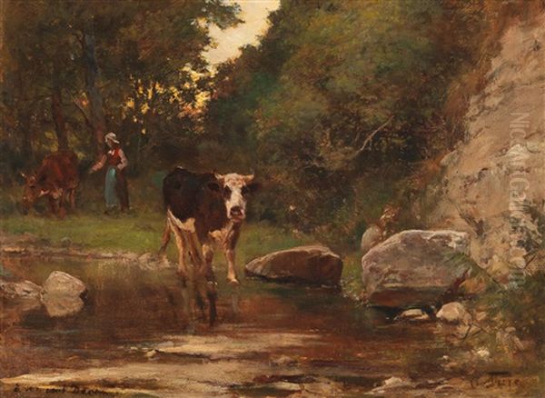 Heading To The Watering Place Oil Painting by Otto von Thoren