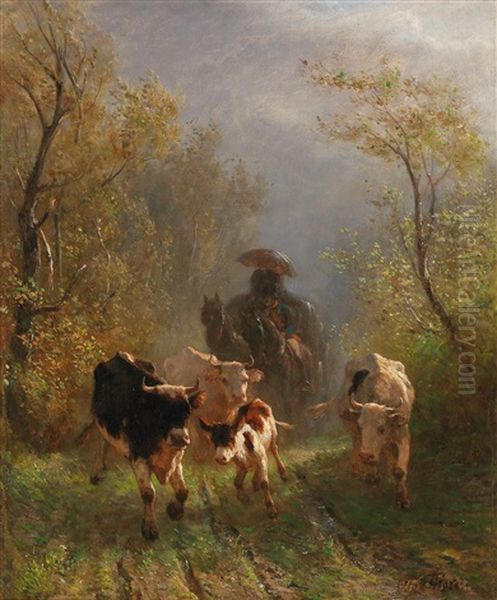 Encounter On The Country Road Oil Painting by Otto von Thoren