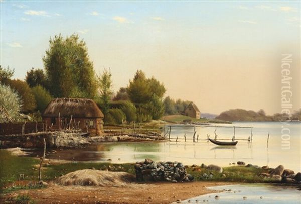 Danish Landscape Oil Painting by Anton Erik Christian Thorenfeld