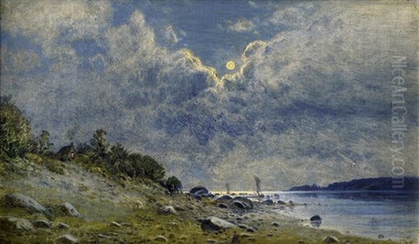 Strandszene Bei Mondschein Oil Painting by Anton Erik Christian Thorenfeld