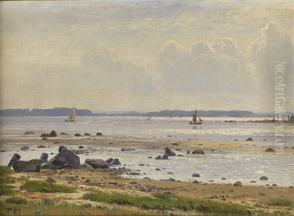 Danische Ostseekuste Am Roskildefjord, Seeland Oil Painting by Anton Erik Christian Thorenfeld