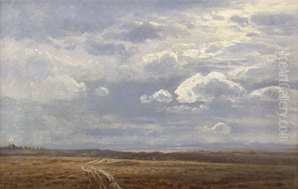 Himmel Uber Weitem Feld Oil Painting by Anton Erik Christian Thorenfeld