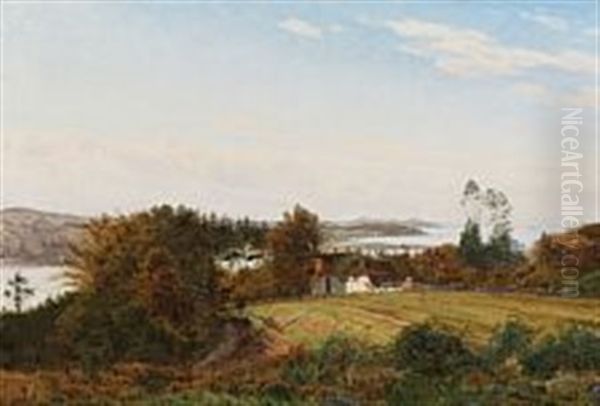 View From Svendborg With Thorseng In The Background Oil Painting by Anton Erik Christian Thorenfeld