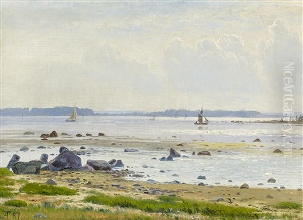 Boddenlandschaft Mit Fischerbooten Oil Painting by Anton Erik Christian Thorenfeld