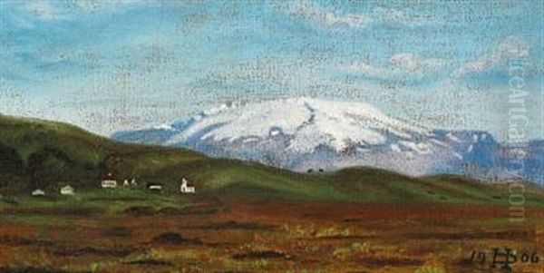 Eyjafjallajokull, Skogar (landscape From Iceland) Oil Painting by Benedikt Thorarinn Thorlakson