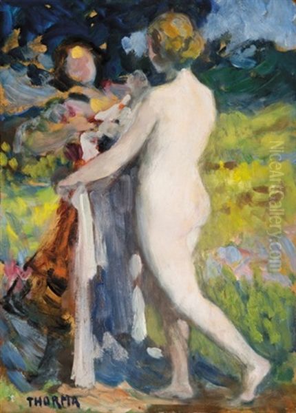 Nude Towards Oil Painting by Janos Thorma