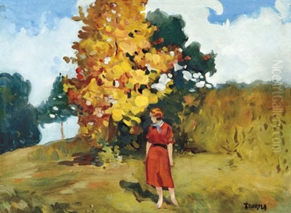 Autumn In Baia-mare Oil Painting by Janos Thorma