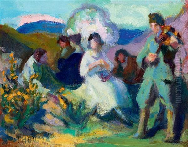 Picnic In May Oil Painting by Janos Thorma