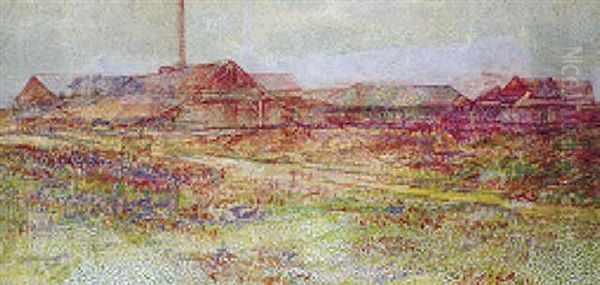 Steenbakkerij Bij Krefeld - Theissens Zeigelei Oil Painting by Jan Thorn Prikker