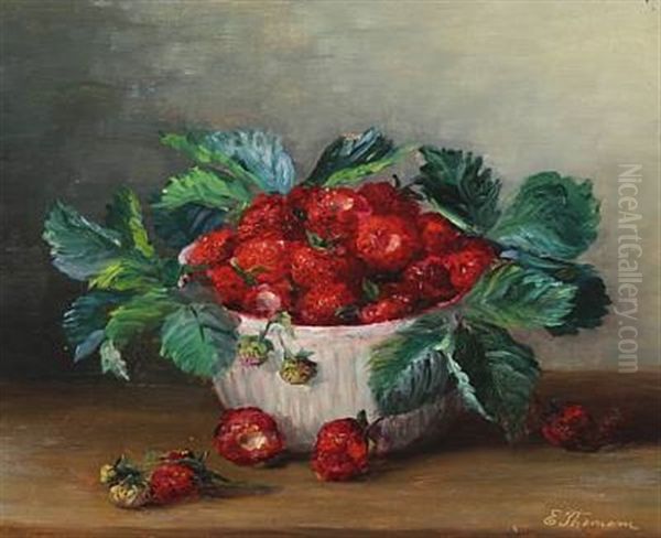 Still Life With Strawberries Oil Painting by Emmy Thornam