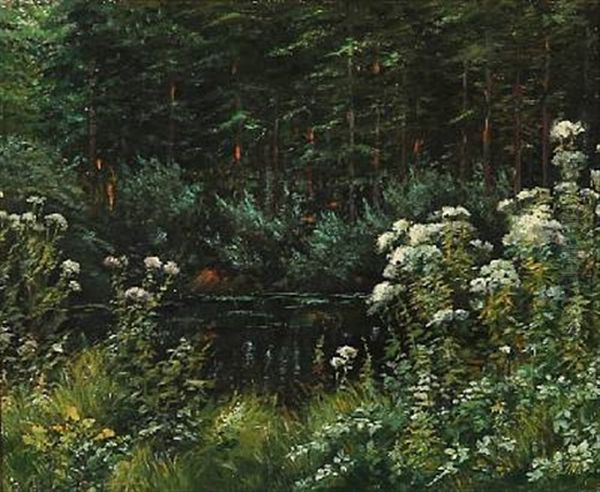 At The Forest Lake Oil Painting by Emmy Thornam