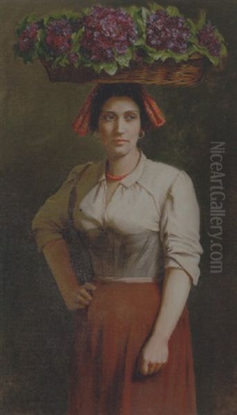 Italiensk Violsaelgerske Oil Painting by Ludovica Thornam