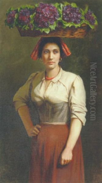 Italiensk Violsaelgerske Oil Painting by Ludovica Thornam