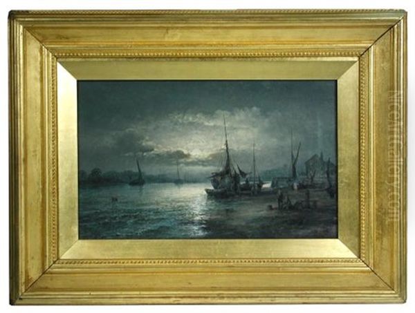 Views On The Medway, Kent; And Whitstable, Kent Oil Painting by William A. Thornbery