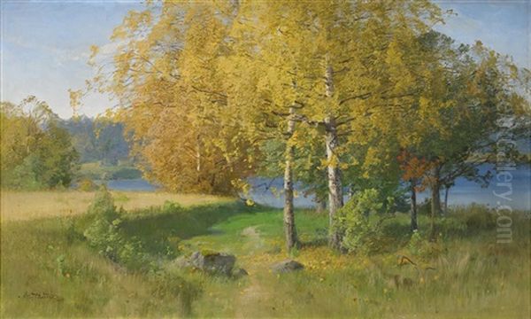 Insjolandskap Oil Painting by Alfred Thoerne