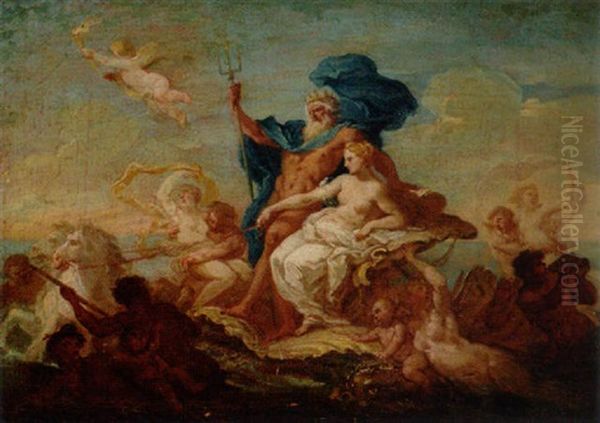 Neptunus Och Amfitrites Brollop Oil Painting by Sir James Thornhill