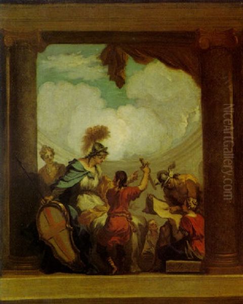 Britannia And Mercury With Their Attendants Oil Painting by Sir James Thornhill