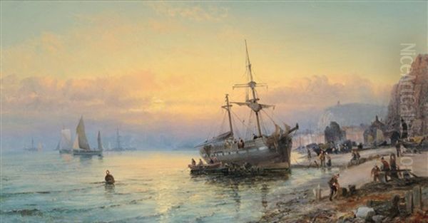 Sunset Near Hastings Oil Painting by Charles Thornley