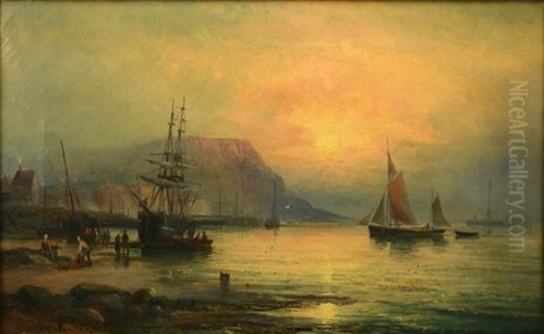 Harbor View In Moonlight Oil Painting by Charles Thornley