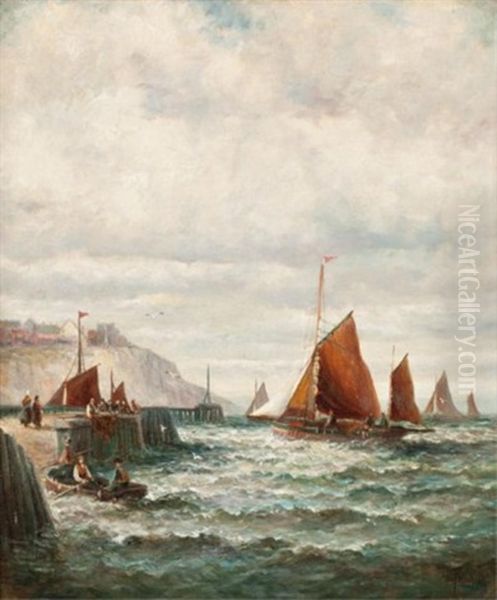 Awaiting The Return Of The Fleet Oil Painting by Charles Thornley