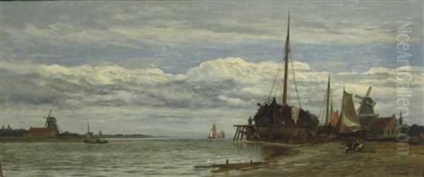 Dutch Beach Scene Oil Painting by Charles Thornley