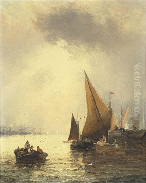 Harbour Scene At Sunset; And A Companion Each 25.5 X 20.5cm (10 X 8 1/16in).(2) by Georges William Thornley