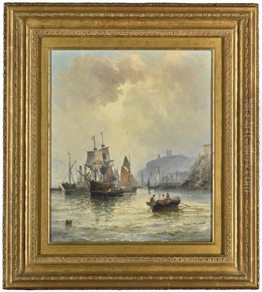 Congestion At The Harbour Mouth, Whitby Oil Painting by William (Anslow) Thornley