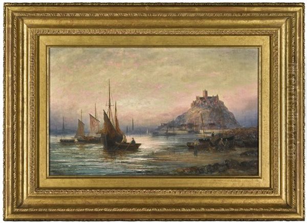 Boats Unloading The Day's Catch Before St Michael's Mount Oil Painting by William (Anslow) Thornley