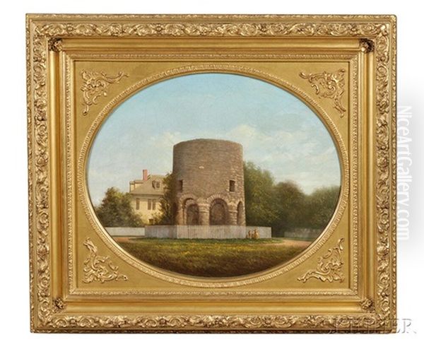 The Old Stone Mill, Newport, R.i. Oil Painting by Thomas Bangs Thorpe