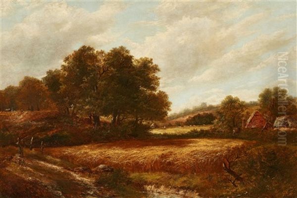 English Landscape With A Cornfield Oil Painting by Joseph Thors