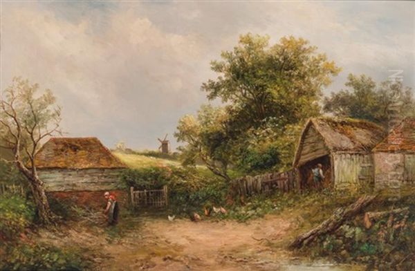 Farmyard Oil Painting by Joseph Thors