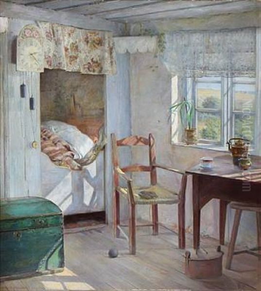 Country Interior Oil Painting by Hakon Thorsen