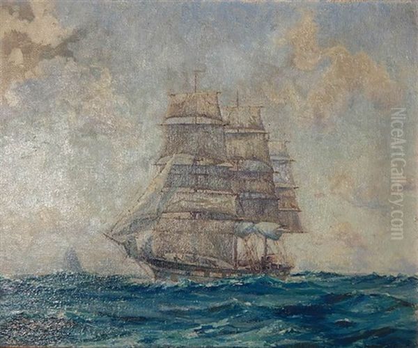 Ship At Sea Oil Painting by Lars Thorsen