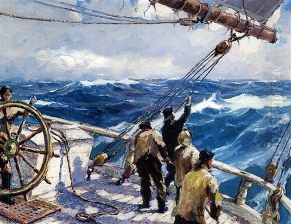 Deep Sea Fishing, Gloucester Oil Painting by Lars Thorsen