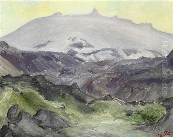 Snaefellsjokull, Iceland Oil Painting by Gudmundur Thorsteinsson