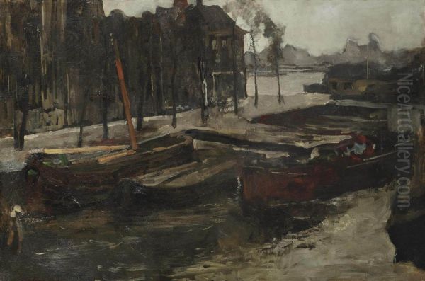 The Kalkmarkt In Winter Oil Painting by George Hendrik Breitner