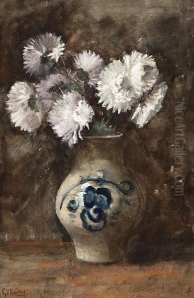 Chrysanthemum In A Pot Oil Painting by George Hendrik Breitner