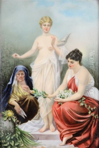 The Three Fates Oil Painting by Paul Thumann