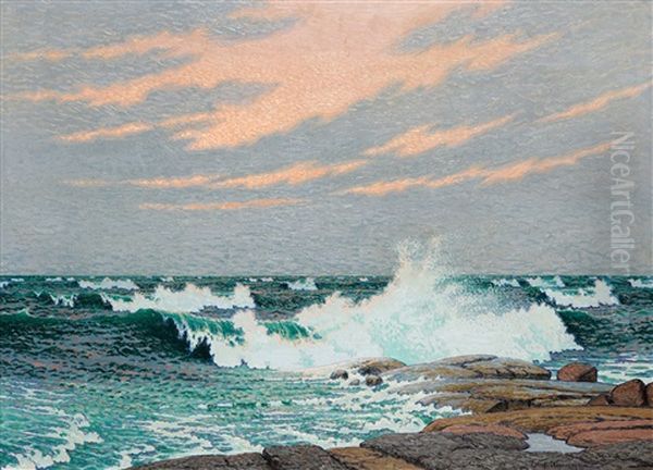 Branningar Vid Kusten Oil Painting by Olof Thunman