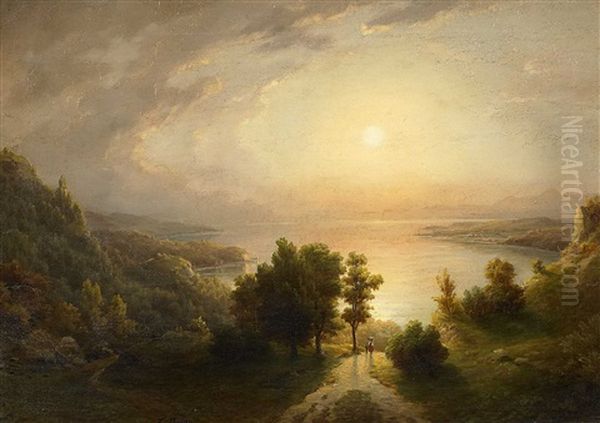 Abendstimmung Am Bodensee Oil Painting by Friedrich Thurau