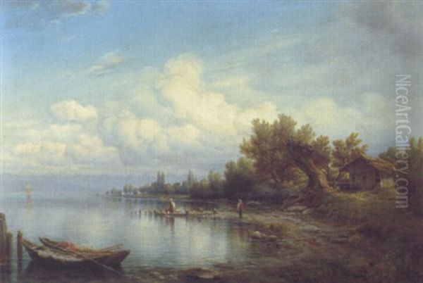 Schweizer Ufer Am Bodensee Oil Painting by Friedrich Thurau