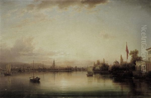 Ansicht Von Konstanz Mit Der Villa Rosenau Oil Painting by Friedrich Thurau