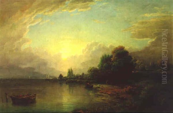 Landschaft Am Bodensee Unter Bewolktem Himmel Oil Painting by Friedrich Thurau