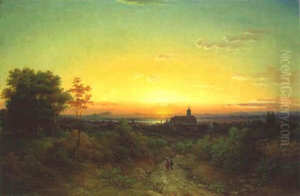 Ansicht Von Kloster Kreuzlingen Am Abend Oil Painting by Friedrich Thurau