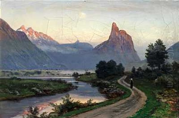 Landskap Med Romsdalshorn Oil Painting by Peder Thurmann