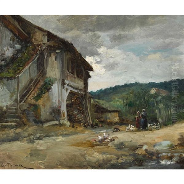 Landschaft Mit Bauernhof Oil Painting by Gabriel Edouard Thurner