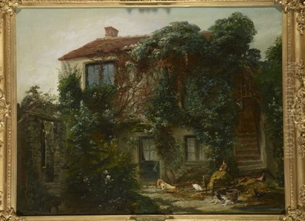 Maison De Theodore Rousseau A Barbizon Oil Painting by Gabriel Edouard Thurner