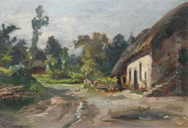 Chaumiere En Bretagne Oil Painting by Gabriel Edouard Thurner