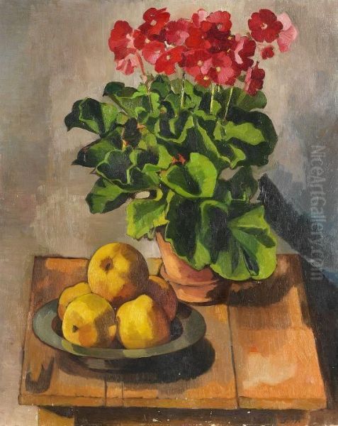 Stillleben Mit Blumentopf Oil Painting by Georg Breitwieser